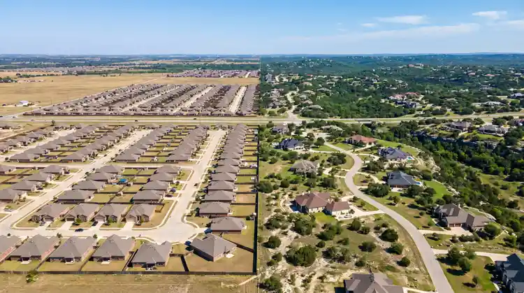 Side by side comparison of Dallas suburban homes and Austin hill country homes