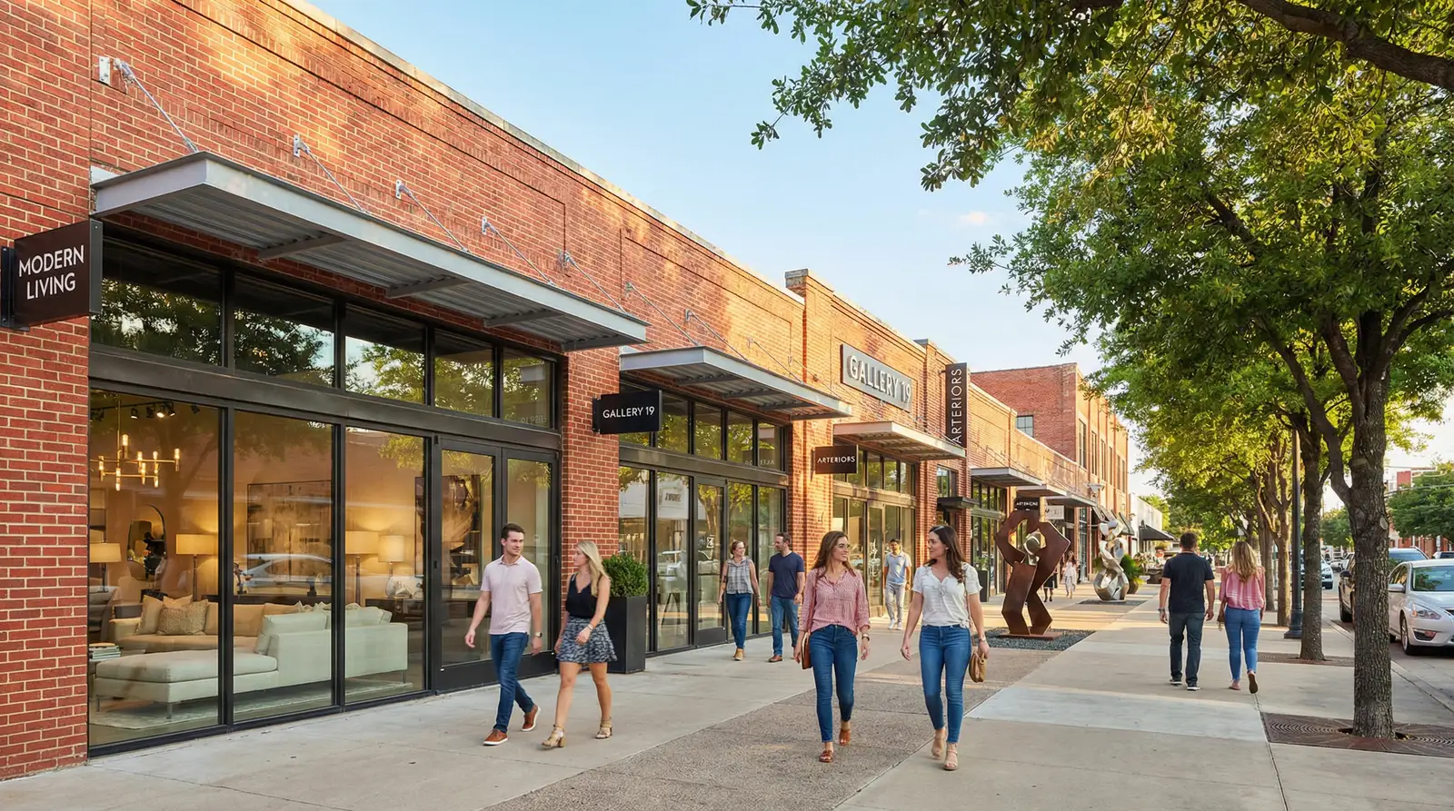 Dallas Design District art galleries and showrooms with modern architecture and creative professionals